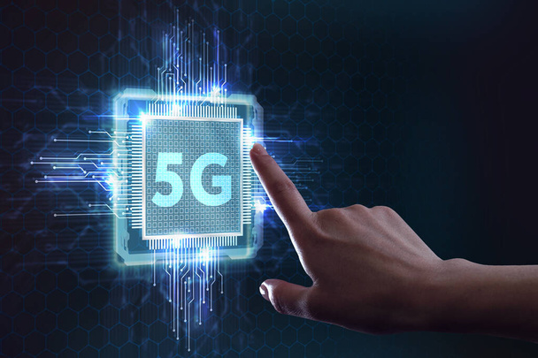 The concept of 5G network, high-speed mobile Internet, new generation networks. Business, modern technology, internet and networking concept.                                       - Photo, Image