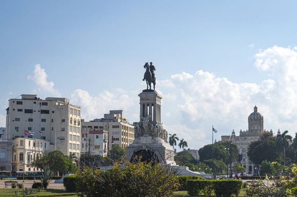 Statue of General Maximo Gomez against a blue cloudy sky. MAXIMO Gomez is one of leaders of the national liberation struggle of the Cuban people. Havana - Photo, Image