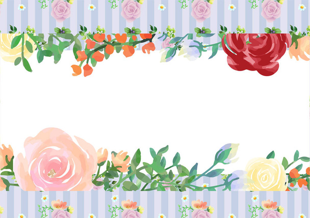 Hand-painted watercolor frame with elegant floral background - Vector, Imagen