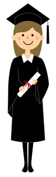 Ceremonia de graduación, Vestido académico / Ilustración de una mujer vestida con un vestido académico
. - Vector, Imagen