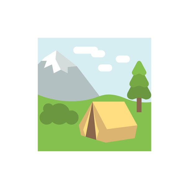 Cute Camping icon for banner, general design print and websites. - Vetor, Imagem