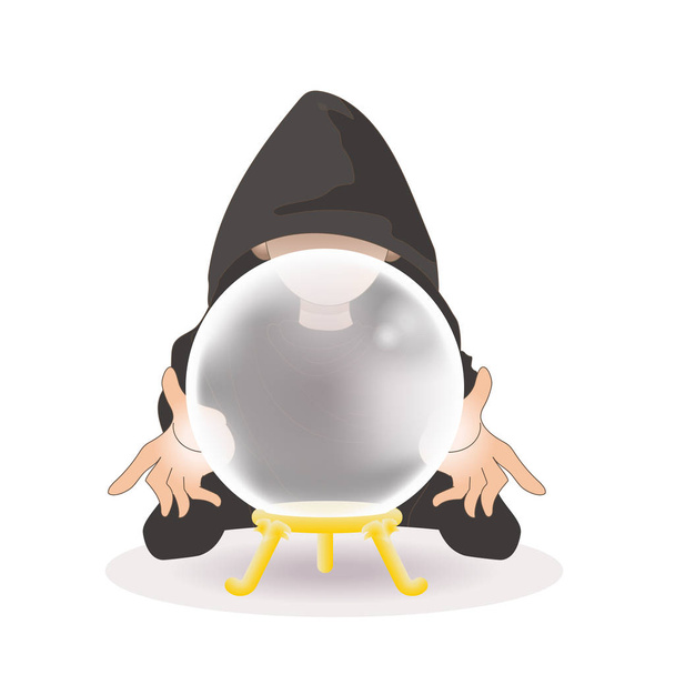 Crystal ball and Fortune teller wearing a cape - Vector, Image