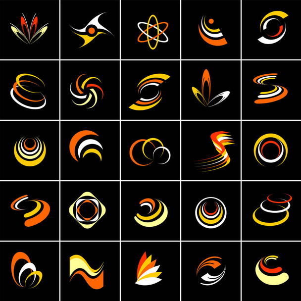 Design elements set. Abstract icons in warm colors. - Vector, Image