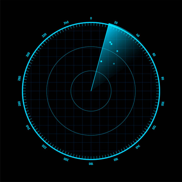 Abstraktní radar prvku rozhraní Hud s detekcí cílů na obrazovce - Vektor, obrázek