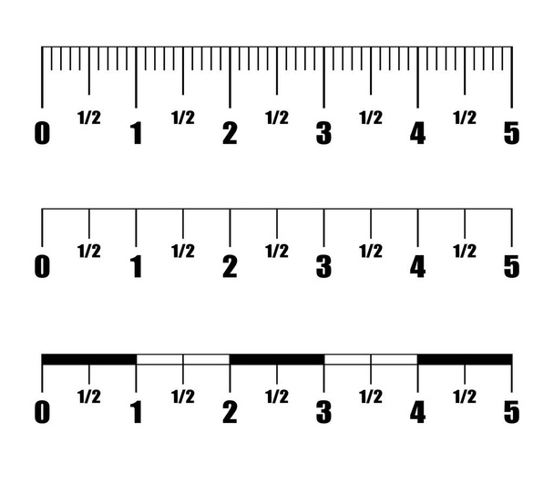 Vektor pravítka. Inch Metric Imperial Measure Tool. Měřítko pro vládce. Ilustrace měřítka zařízení na bílém pozadí. - Vektor, obrázek