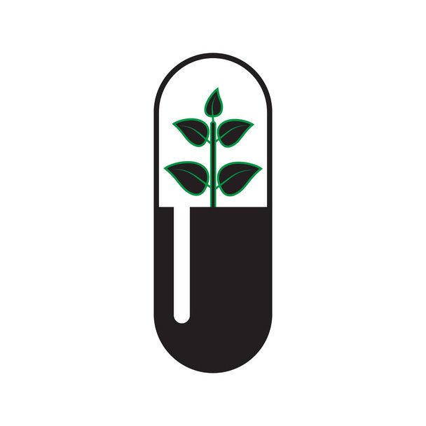 Природные таблетки с зелеными листьями
 - Вектор,изображение