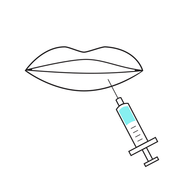 Lip injection icon on white background - Vector, Image