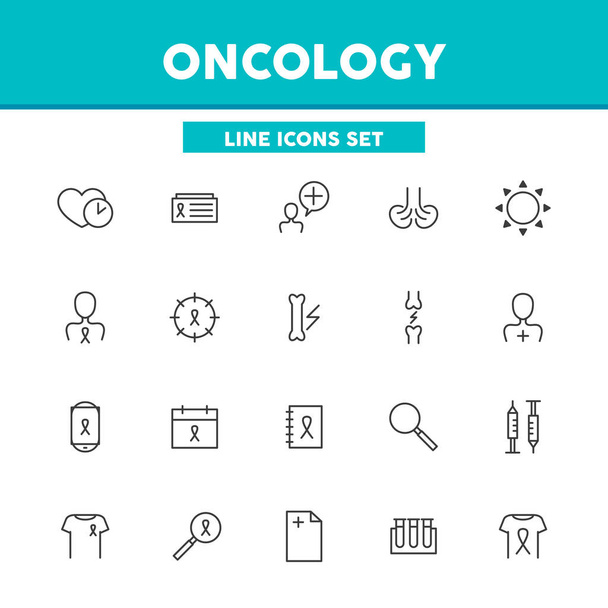 Oncologie simple définir des icônes de ligne. Cancer du sein, mélanome, chimiothérapie. Illustration vectorielle éléments de symbole pour la conception web
 - Vecteur, image