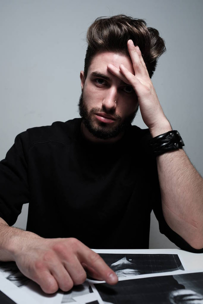 portrait of handsome stressed  young man  - 写真・画像