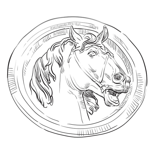 Векторная каменная голова лошади 2
 - Вектор,изображение