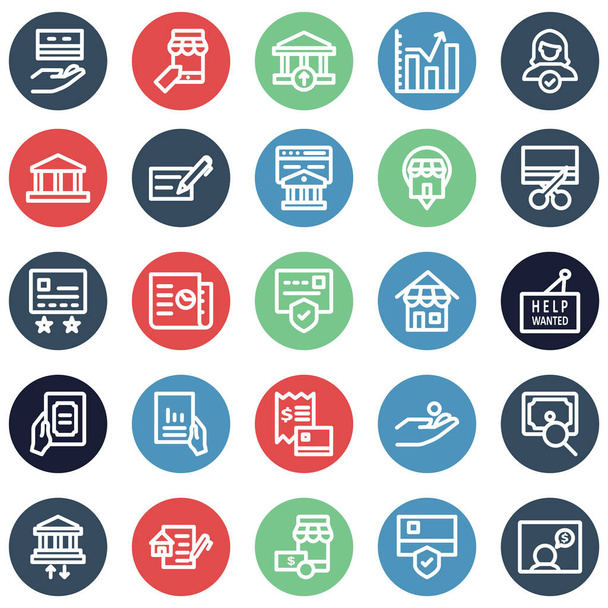 Finance bold outline vector icons set included banking and digital banking every single icon can be easily modified or edited  - Vector, Image
