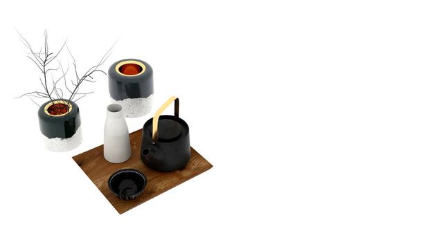 3d render of black teapot decor - Photo, Image