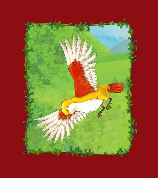 cartoon scene with beautiful bird on the meadow illustration - Foto, Bild