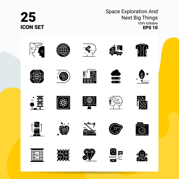 25 Exploração Espacial e Próximas Grandes Coisas Icon Set. 100% Editável
 - Vetor, Imagem