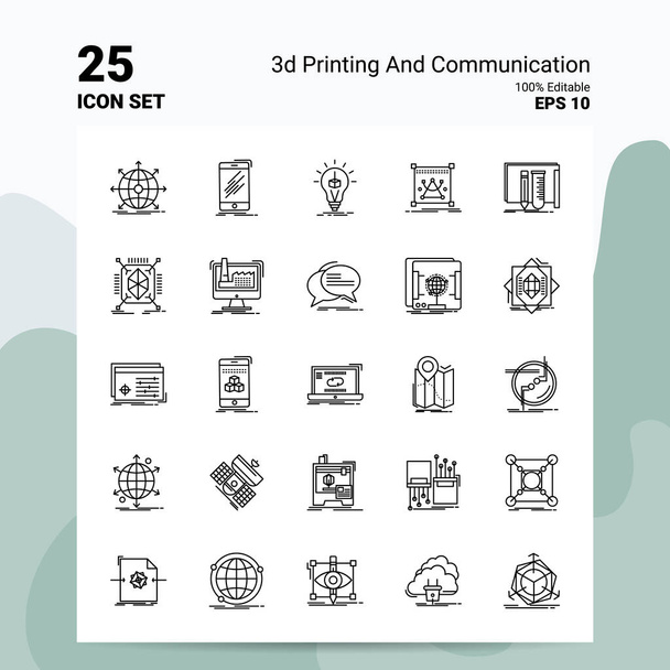 Set di icone di stampa e comunicazione 3d 25. EPS 10 modificabile al 100%
  - Vettoriali, immagini