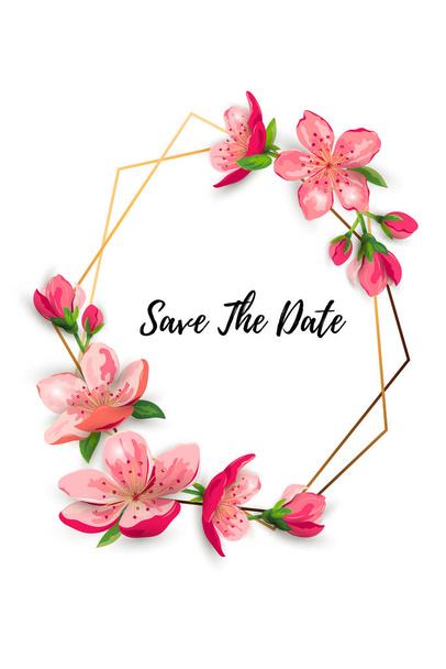 Spring backdrod with blossom sakura, cherry flowers. Place for text. Great for oriental ivite, flyer, beauty offer, wedding, bridal shower, poster, baby shower, Mother and Woman day. Save the date. - Vector, Image