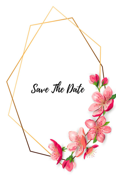 Spring backdrod with blossom sakura, cherry flowers. Place for text. Great for oriental ivite, flyer, beauty offer, wedding, bridal shower, poster, baby shower, Mother and Woman day. Save the date. - Vector, Image