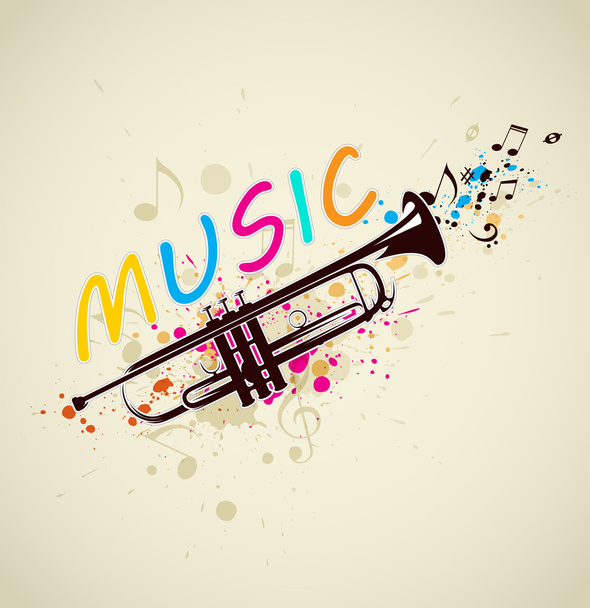 Music background with trumpet - Vecteur, image