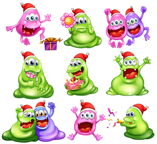 Monsters celebrating christmas - Vector, Image