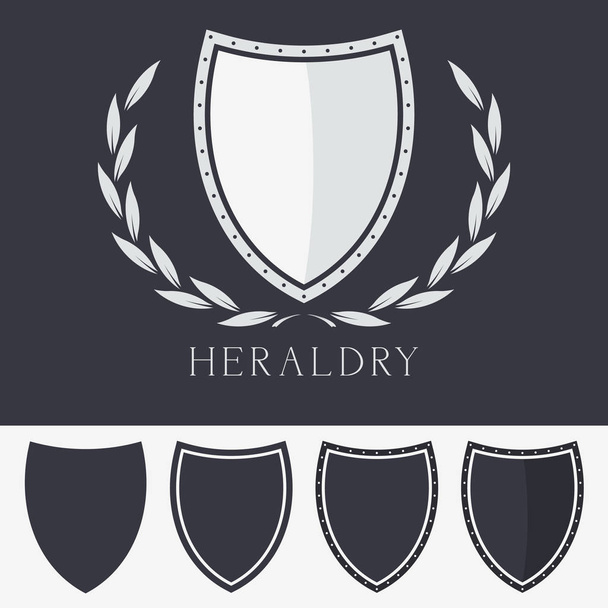 Heraldic Blank Shield with Wreath Sign Vector Illustration. Symb - Vector, Image