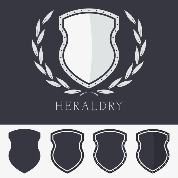 Heraldic Blank Shield with Wreath Sign Vector Illustration. Symb - Vector, Image