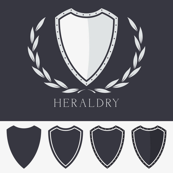 Heraldic Blank Shield with Wreath Sign Vector Illustration Симб - Вектор, зображення
