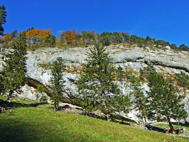 Pierres et rochers du massif montagneux Alpstein et dans la vallée du Rhin (Rheintal) - Canton de Saint-Gall (SG), Suisse
 - Photo, image