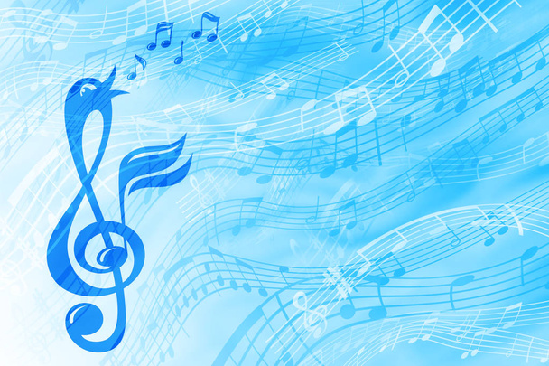 Cheerful abstract background on a musical theme in blue tones. - Fotó, kép