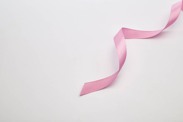 Pink curly ribbon isolated on white - Photo, Image