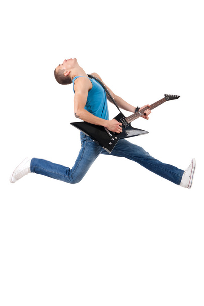 Awesome guitar player jumps - Photo, Image
