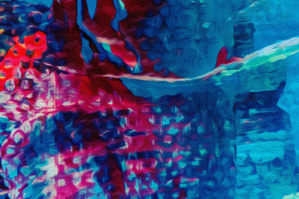 Colorful scratched grunge texture. Dry oil strokes background. Design pattern. - Zdjęcie, obraz
