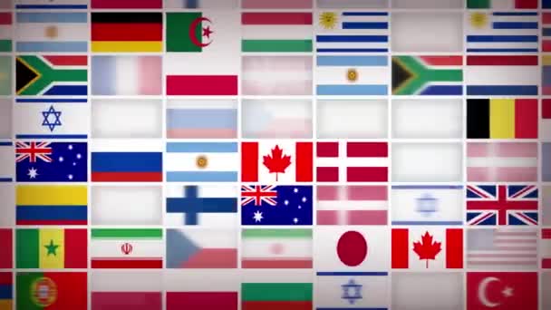 World Countries Flags Icons Background Loop / 4k animation ενός αφηρημένου φόντου με εικονίδια παγκόσμιας σημαίας χωρίς ραφή looping - Πλάνα, βίντεο