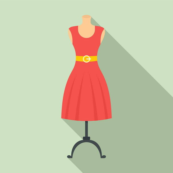 Woman dress on mannequin icon, flat style - Вектор, зображення