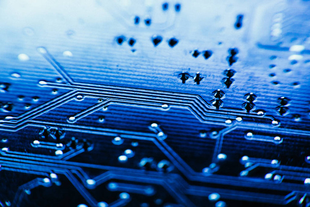 computer board sky blue color close up. - Фото, изображение
