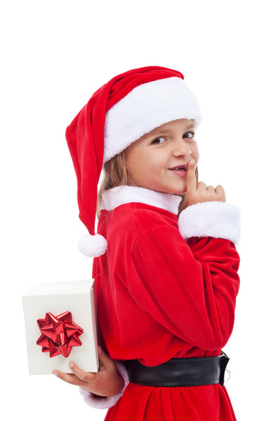Christmas surprise with little girl dressed as Santa - Фото, зображення