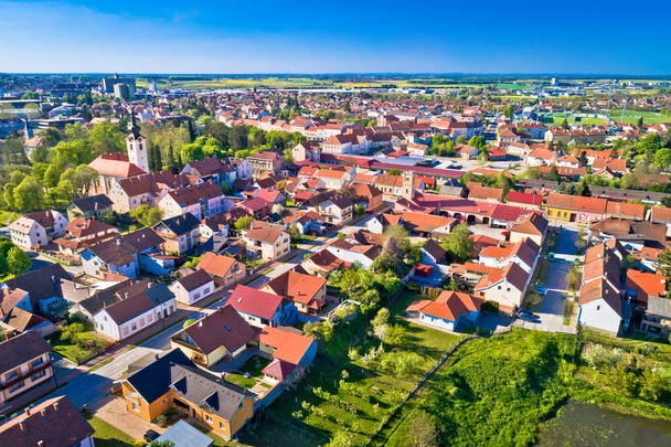 Town of Koprivnica green landscape aerial view, Podravina region of Croatia - Fotó, kép