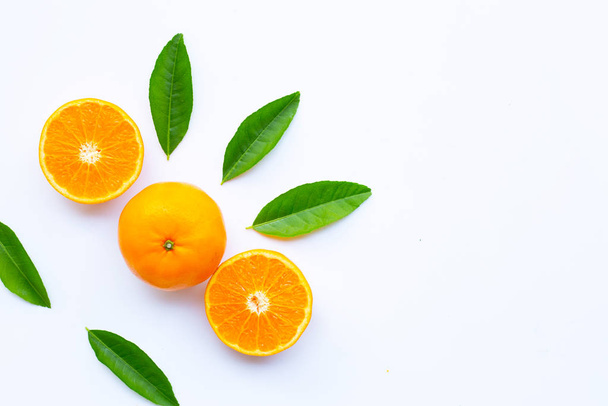 Fresh orange citrus fruit on white background. Copy space - Fotoğraf, Görsel
