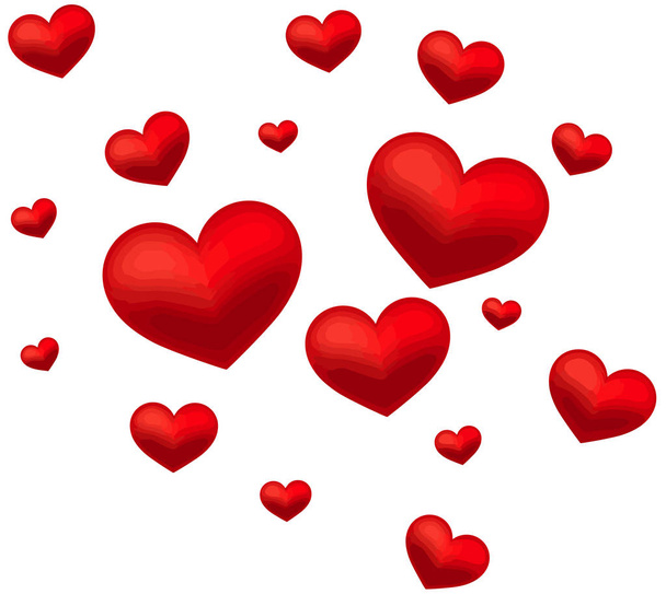 hearts flying  valentine day red love passion illustration - Fotoğraf, Görsel