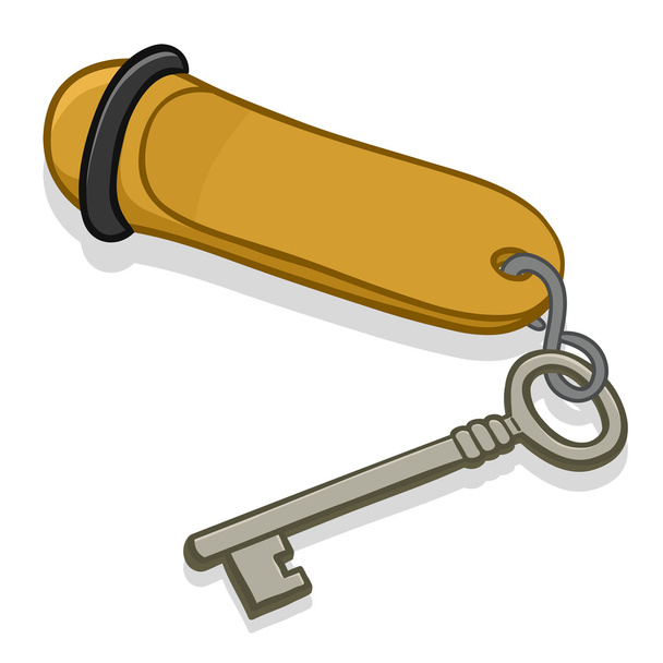 Hotelschlüssel auf einem Metallanhänger - Vektor, Bild