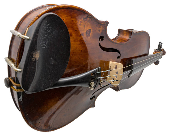 Old dark brown Violin isolated on white - Foto, Imagem