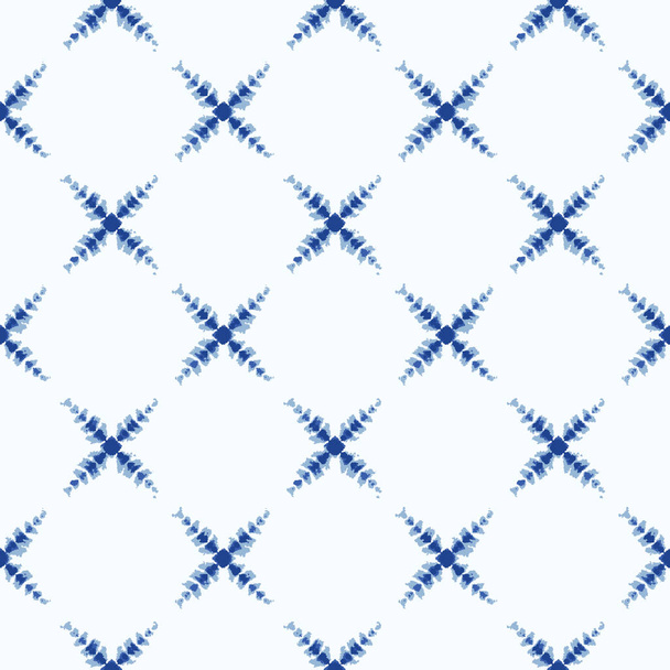 Shibori Tie Dye Effect Small Diamond Background Безшовні патерни Абстрактні текстильні годинники в стилі Bleach Dyed Indigo Blue. Vector Eps 10 - Вектор, зображення