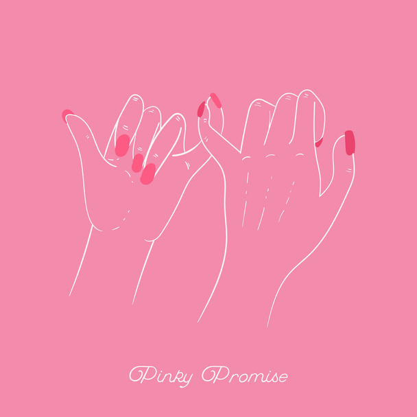 Hand drawn pinky promise concept. Hands. Outline, line art, flat - Διάνυσμα, εικόνα