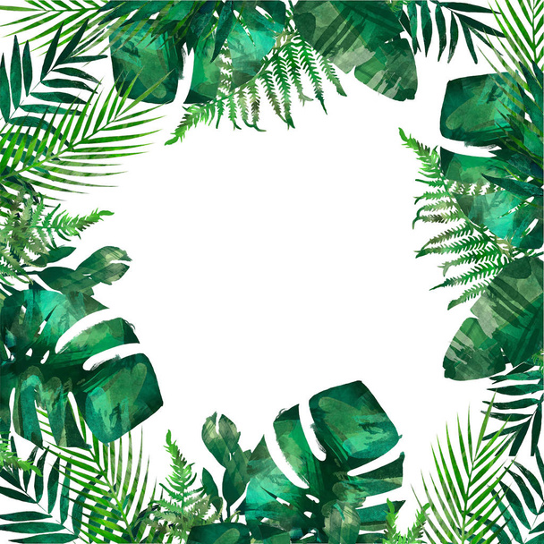 Watercolor modern decorative element. Eucalyptus round Green leaf Wreath, greenery branches, garland, border, frame, elegant watercolor isolated, - Фото, зображення
