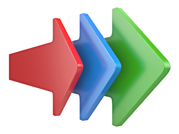 Three arrows showing same directions 3D rendering illustration isolated on white background - Valokuva, kuva