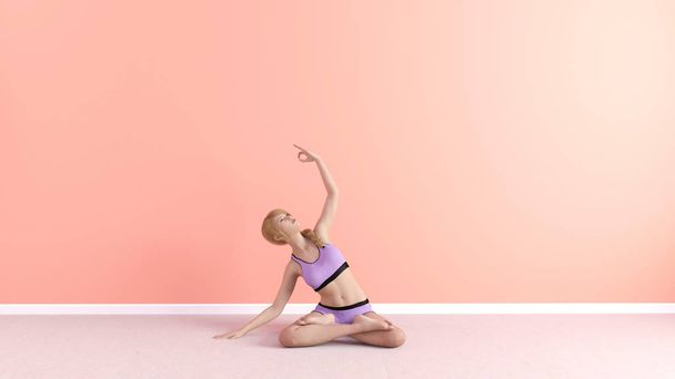 Star Gaze Stretch Yoga Pose Female Woman Demonstration Concept - Photo, Image