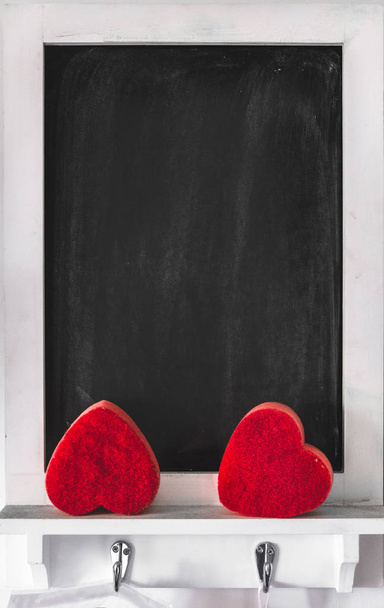 blackboard vertical background valentine day chalkboard framed empty . - Photo, Image