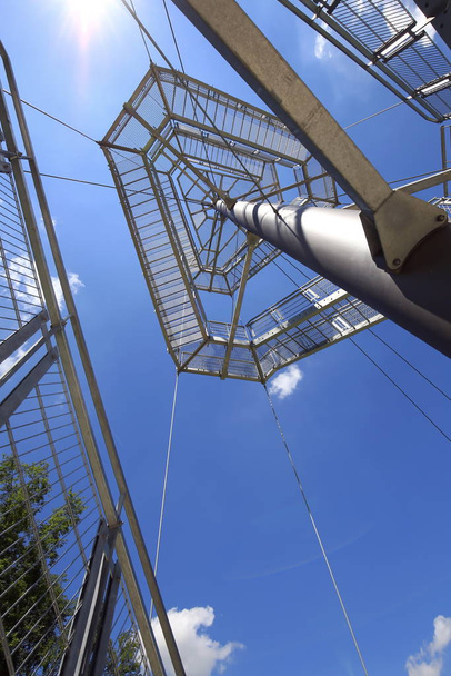 View of metal construction with stairs and blue sky - Foto, immagini