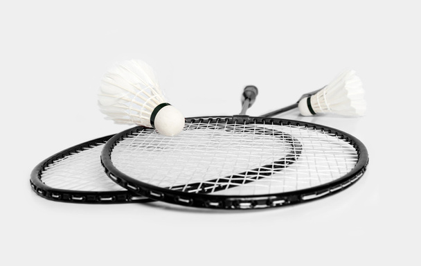 rackets for badminton and shuttlecock two monochrome - Photo, Image