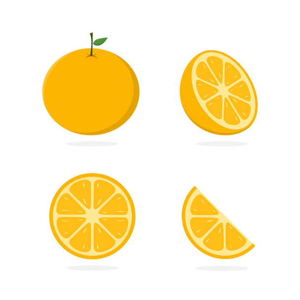 Orange Vector. Slice of Lemon. Orange Illustration. Fresh orange in flat minimalist style - Vektor, kép