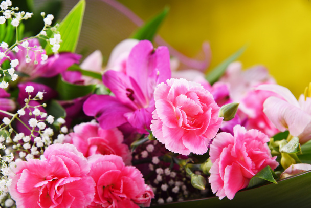 Skład z bukietem świeżo wyciętych kwiatów - Zdjęcie, obraz
